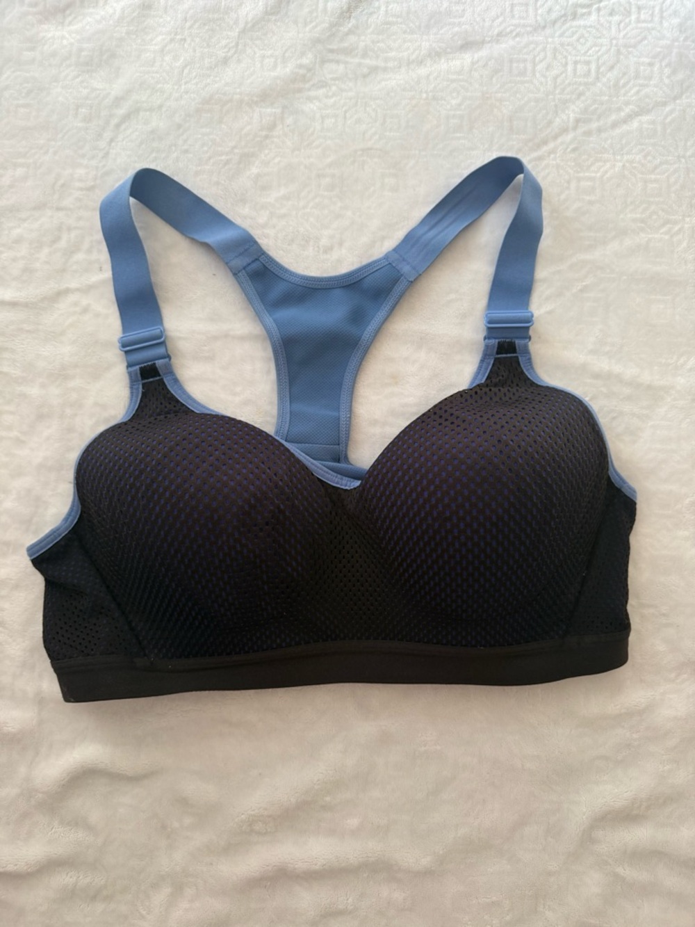 VSX Victoria’s Secret Blue & Black Mesh Racerback Sports Bra 34C